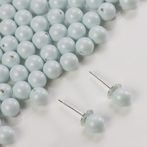 5818 round pearl do kolczyków pastel blue 6mm