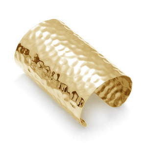 Bransoletka cuff szeroki w kolorze złota gnieciony 90mm "uniwersalna"