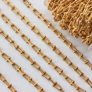 Gruby łańcuch ze stali chirurgicznej kształt U w kolorze złotym 15,5x6,5mm