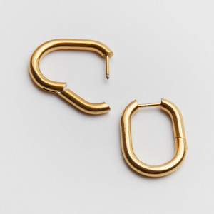 Kolczyki ze stali chirurgicznej kajdanki okrągły owal w kolorze złotym 23mm PVD