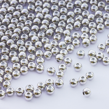 Zapięcie stoper z silikonem do cienkich sznureczków kulki srebrne 4mm Zapięcie stoper z silikonem do cienkich sznureczków kulki srebrne 4mm