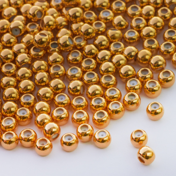 Zapięcie stoper z silikonem do cienkich sznureczków kulki złote 5mm Zapięcie stoper z silikonem do cienkich sznureczków kulki złote 5mm