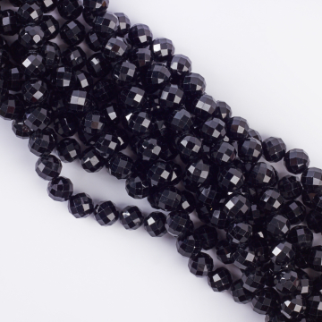 Czarny turmalin kulki fasetowane 10mm
