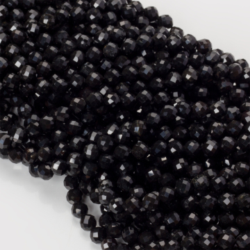 Czarny turmalin kulki fasetowane 6,5mm