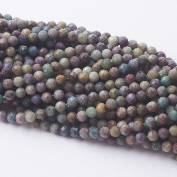 Rubin ze szmaragdem kulki fasetowane 4mm