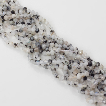 Kamień księżycowy oponka fasetowana z turmalinem 2x3mm