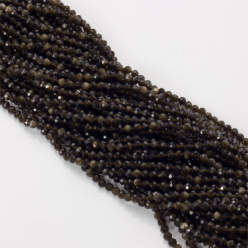 Obsydian złocisty kulki fasetowane 4mm