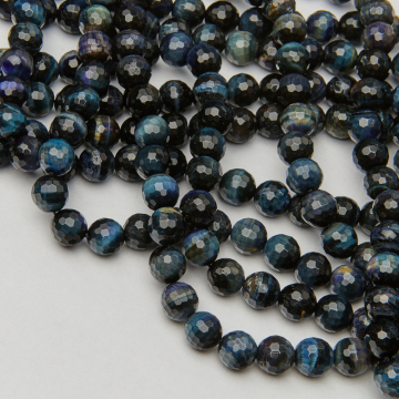 Tygrysie oko kulka fasetowana granatowa 8mm