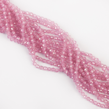 Różowa cyrkonia kulka fasetowana 4mm