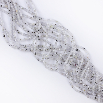 Kamień księżycowy z czarnym turmalinem kulka fasetowana 2mm