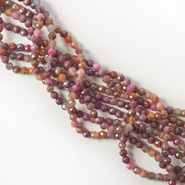 Naturalny rubin z szafirem kulka fasetowana 5mm