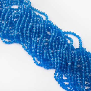 Kocie oko kulka fasetowana niebieska 4mm