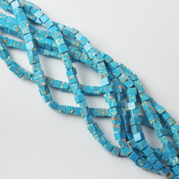 Jaspis cesarski kostka niebieska 5,5-6,5mm