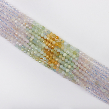 Morganit kulka fasetowana cieniowana 4mm