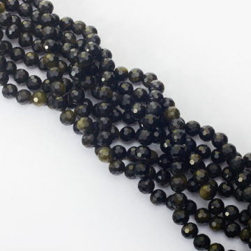 Złoty obsydian kulka fasetowana 8mm