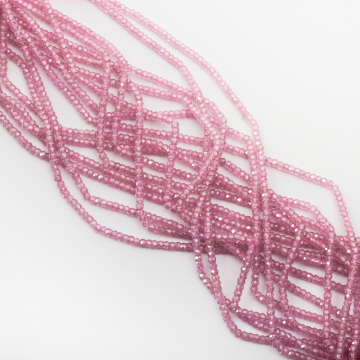 Cyrkonia oponka fasetowana różowa 2,5x3mm