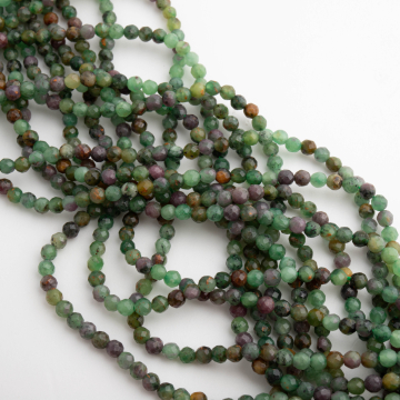 Zoisyt z rubinem kulka fasetowana 3mm