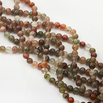 Kryształ górski z zielonym rutylem 8mm