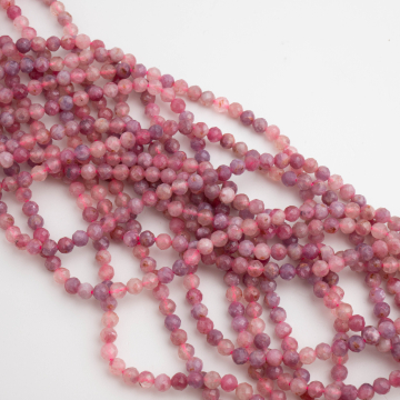 Turmalin różowy kulka fasetowana 4mm