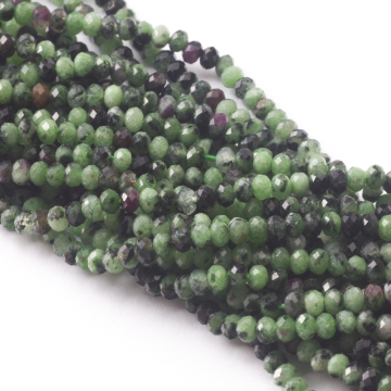 Zoistyt z rubinem oponka fasetowana 3,5x2,5mm