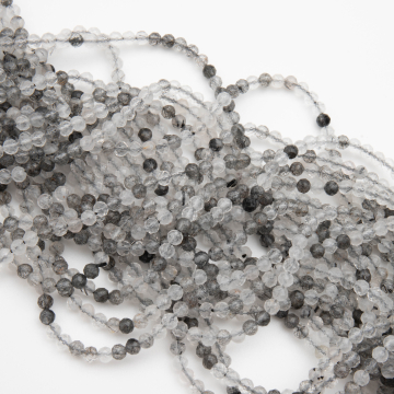 Kryształ górski z czarnym rutylem kulka fasetowana 3,5mm