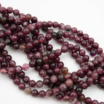 Turmalin śliwkowy kulka gładka 6,5mm