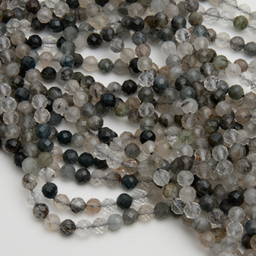 Kryształ górski z rutylem kulka fasetowana 6mm