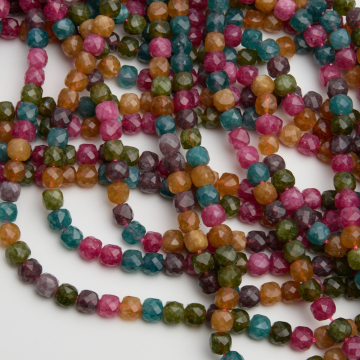 Mix jadeitów kostka fasetowana 7mm