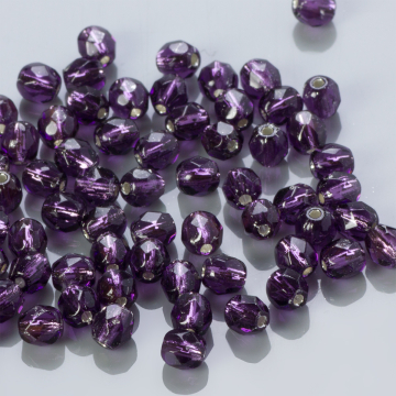 Fire Polish Silver Lined Tanzanite (SL20510) 4mm