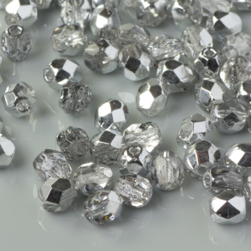 Fire Polish Silver 1/2 (S00030) 4mm