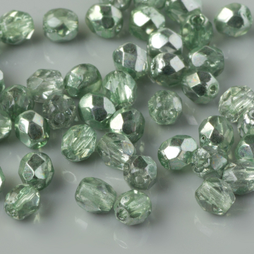Fire Polish Coated 1/2 Silver/Olivine (K2502CR) 4mm