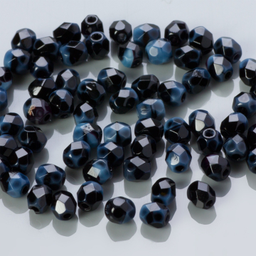 Fire Polish Marbled Lt. Blue/Black (67019) 4mm