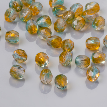 Fire Polish Dual Coated - Orange/Teal (48024CR) 4mm