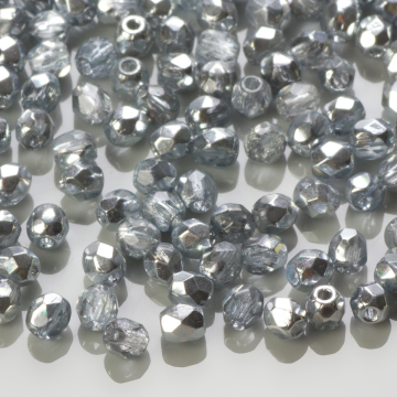 Fire Polish Coated 1/2 Silver (K2601) 3mm