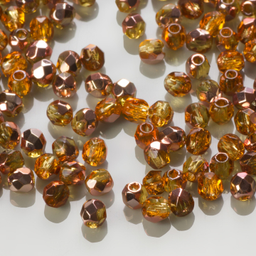 Fire Polish Copper - Medium Topaz (C10040) 3mm