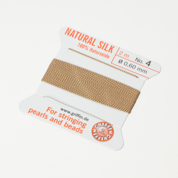Nici jedwabne z igłą beige 0,6mm