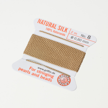 Nici jedwabne z igłą beige 0,8mm