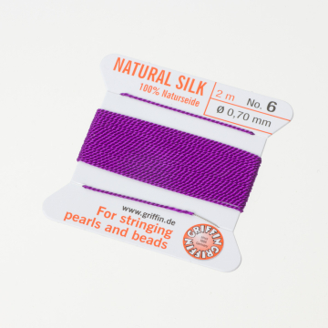 Nici jedwabne z igłą amethyst 0,7mm