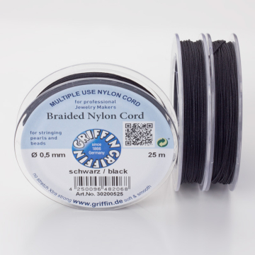Griffin nylonowy sznurek do makramy 0.5mm czarny 50m