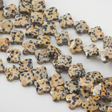 Jaspis dalmatyńczyk koniczyna marokańska fasetowana 12x12mm