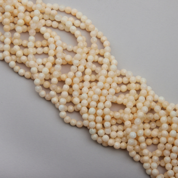 Jadeit kulka fasetowana ecru 6mm