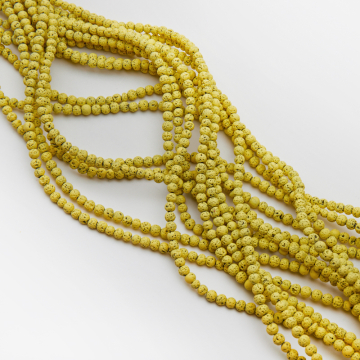 Lawa wulkaniczna lakierowana kulka żółty 4mm