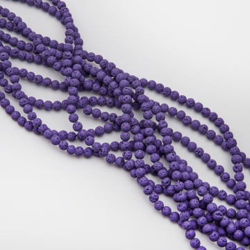 Lawa wulkaniczna lakierowana kulka ciemny fioletowy 6mm