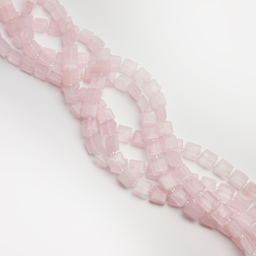 Kryształ górski różowy kwadrat do makramy z rowkami 10mm