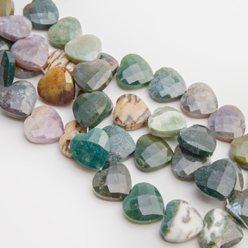 Agat indyjski serce fasetowane 15mm