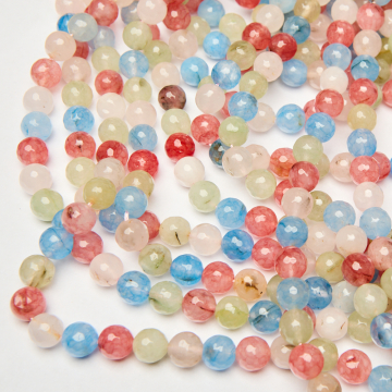 Jadeit kulka fasetowana mix kolorów 10mm