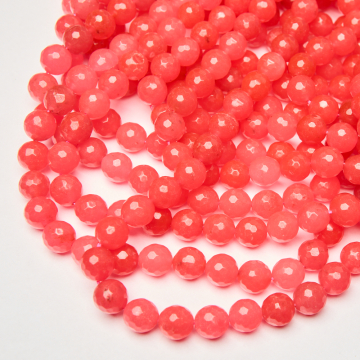 Jadeit kulka fasetowana fuksja 12mm