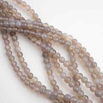 Agat kulka gładka szara 6mm