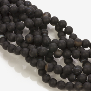 Agat czarny kulka matowa gładka 10mm