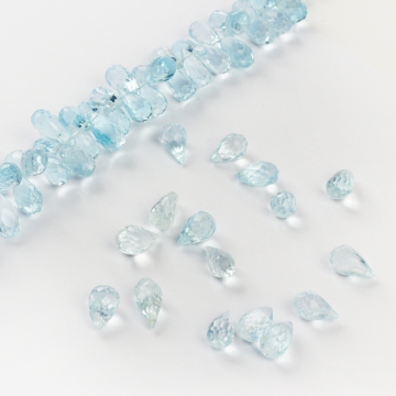 Kropla briolette fasetowana akwamaryn 9-12mm